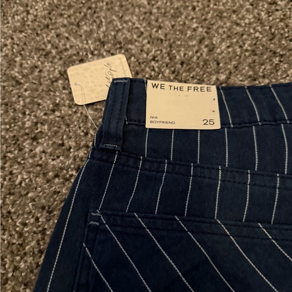 Free People Navy Pinstripe Boyfriend Jeans - Picture 3 of 3